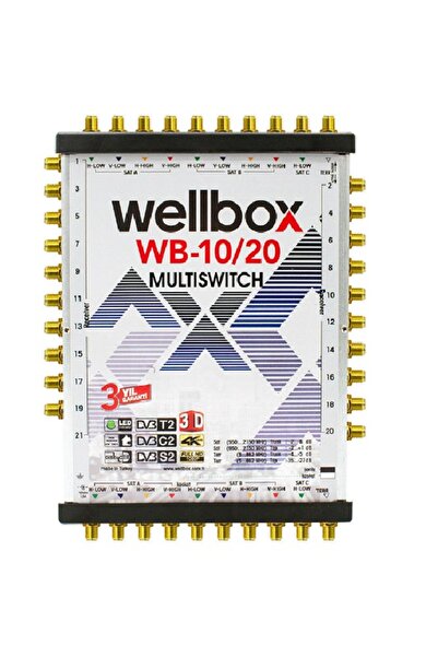 wellbox 10/20 Yüksek Sinyal Toplama Özellikli 20 Daireli Merkezi Uydu Santralı Adaptör Dahil Multiswitch