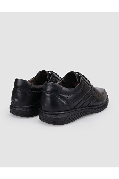 Cabani %100 Hakiki Deri Siyah Bağcıklı Erkek Günlük Ayakkabı