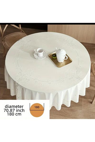 Blue Home Față de masă rotundă anti-alunecare din PVC din dantelă albă Meiwa, 180 cm