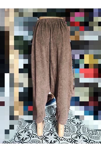 Sosyete Kaplumbağa Authentic 4-Pocket Washed Large Size 100% Cotton Knitwear Baggy Trousers