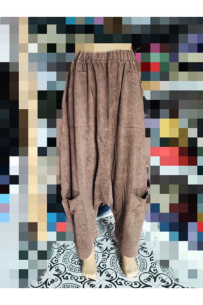 Sosyete Kaplumbağa Authentic 4-Pocket Washed Large Size 100% Cotton Knitwear Baggy Trousers
