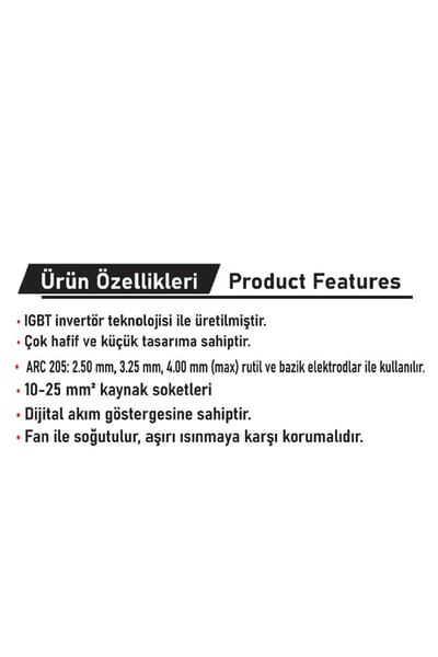 Demiriz ARC 205 DC İnvertör Elektrod Kaynak Makinası 205 Amper (Dijital)