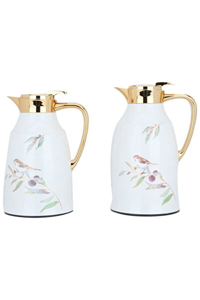 Alsaif Gallery Two-Piece Gold Pearl Taghreed Thermos Set