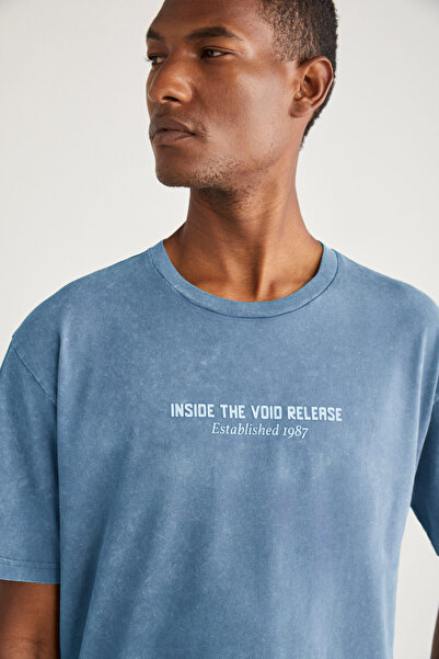 GRIMELANGE Pecky Erkek Basic Relaxed Tekli T-shirt