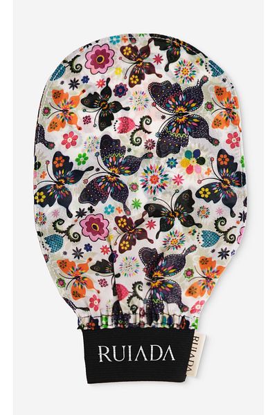 RUIADA Flowers Series +50 Factor 100% Flush Silk Thin Bath Shower Pouch Exfoliating Gloves (Butterfly)