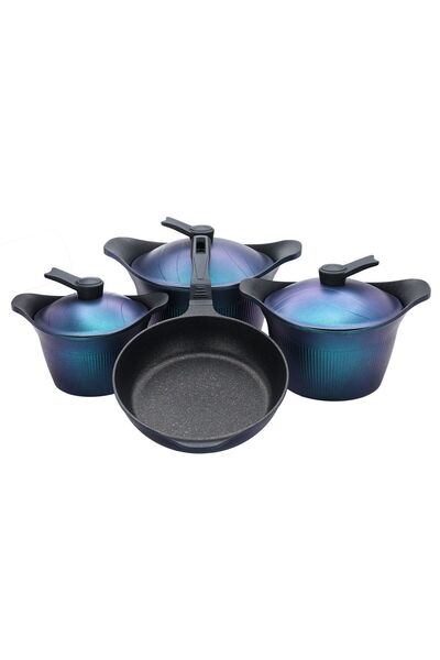 Alsaif Gallery Saif Gallery Granite Cookware Set, 7 Pieces - Blue
