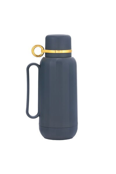 Alsaif Gallery Rahal Thermos, Dark Blue, Gray And Gold, 1 Liter