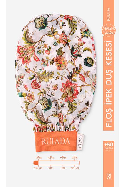 RUIADA Floş Silk Thin Bath Shower Scrub - 50% Factor Exfoliating Glove (Orange)