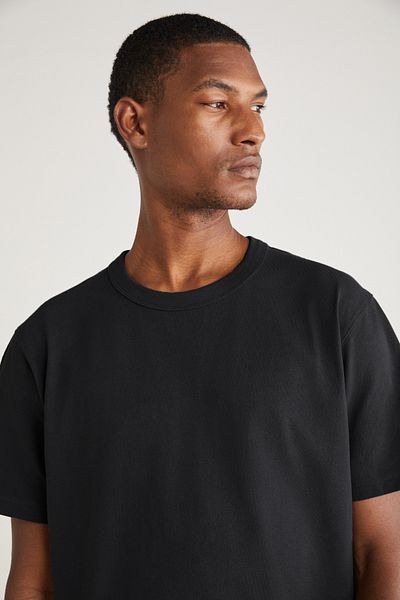 GRIMELANGE Greg Men's Slim Fit Long Length Ultra Flexible Cotton Lycra Black T-shirt