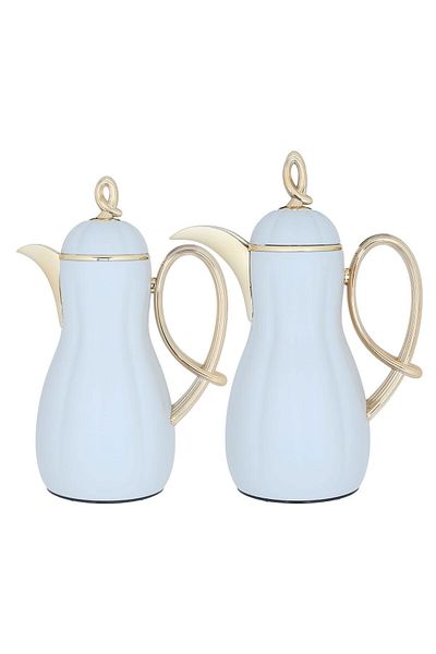 Alsaif Gallery Arwa Al Saif Gallery Thermos Set, 2 Pieces - Light Grey