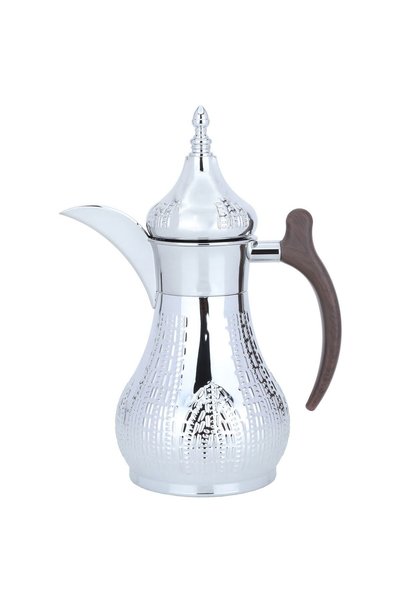 Alsaif Gallery Haila Silver Thermos, Engraved With Wooden Handle, 0.7 Liters