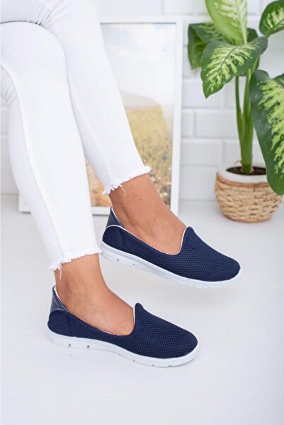 Beyond Women's Navy Blue Soft Heel Supported Daily Casual Sports Ballerina Shoes Byndoz01