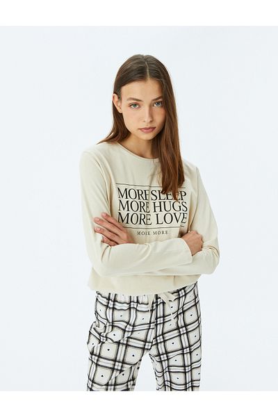 Koton Langärmliges kariertes Pyjama-Set aus Baumwolle