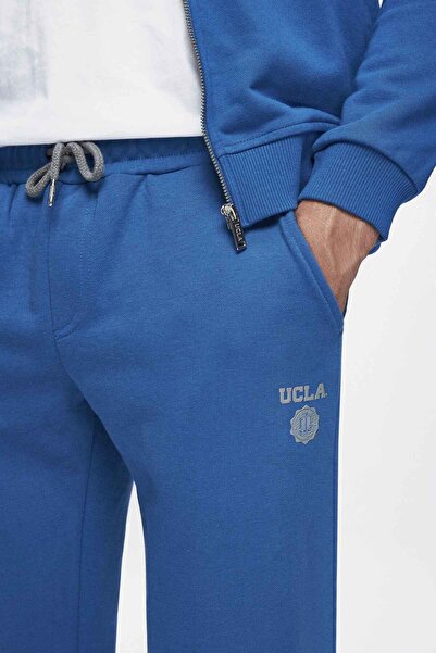 UCLA Luskın Mavi Daralan Kesim Baskılı Standard Fit Erkek Eşofman Alt