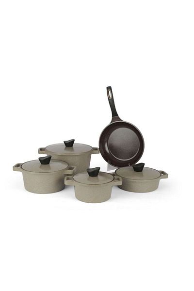 Tornado , 9-Piece Korean Granite Cookware Set, Dark Beige