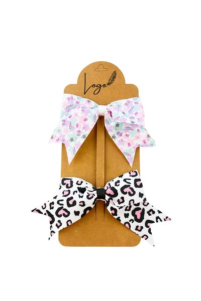 LOGO AKSESUAR Set de 2 catarame cu model leopard roz