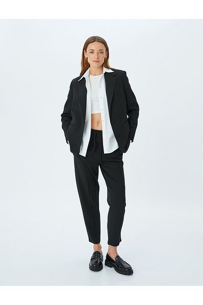 Koton Crepe Scuba Fabric Sweatpants with Elastic Waist Pockets