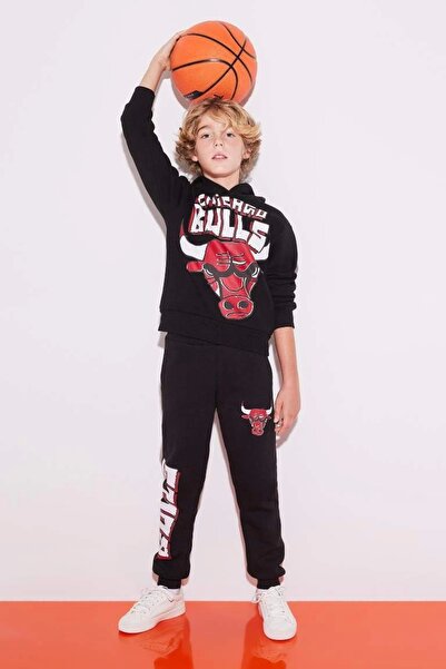 DeFacto B4910 NBA Chicago Bulls Jogger Eşofman Altı Beli Bağcıklı Lastikli Paça Cepli Kalın