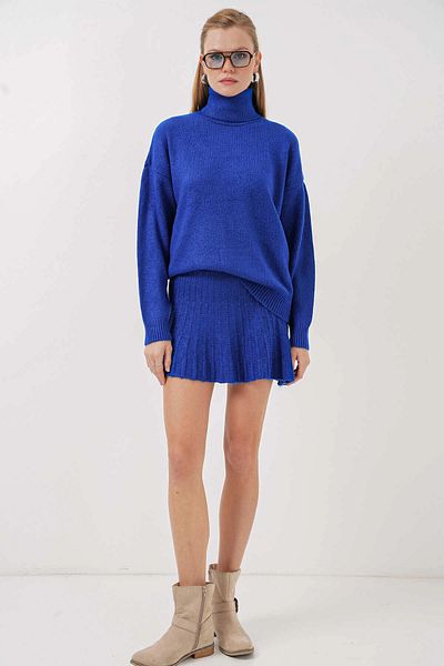 hazelin Women's Vibrant Blue Sweater Skirt Knitwear Double Suit Hzl25W-Bd 1102641
