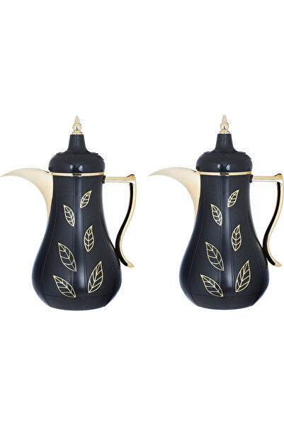 Alsaif Gallery Saif Gallery Salma Plastic Thermos Set, 1+1 Liter, Gold Patter...