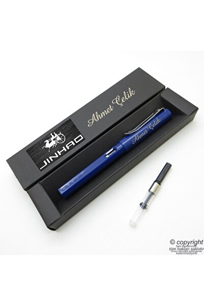 Signator Jinhao Mavi İsme Özel Pompalı Dolma Kalem | İsme Özel Kutu ve Kalem