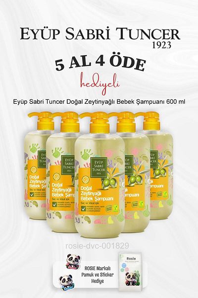 Eyüp Sabri Tuncer 600 ml Natural Olive Oil Baby Shampoo - 5 Al Rosie Cotton