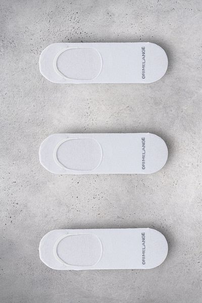 GRIMELANGE Molimo Men's Organic Cotton 3 Pack White Socks