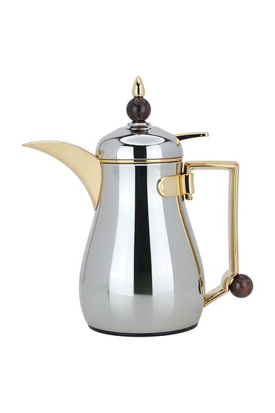 Alsaif Gallery Crystal Thermos Silver With Gold Ball Brown 0.35 Litres