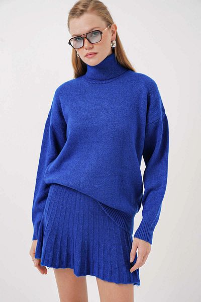 hazelin Women's Vibrant Blue Sweater Skirt Knitwear Double Suit Hzl25W-Bd 1102641