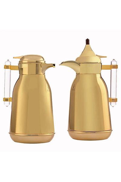 Alsaif Gallery Golden Shahd Thermos With Acrylic Handle, Two Pieces