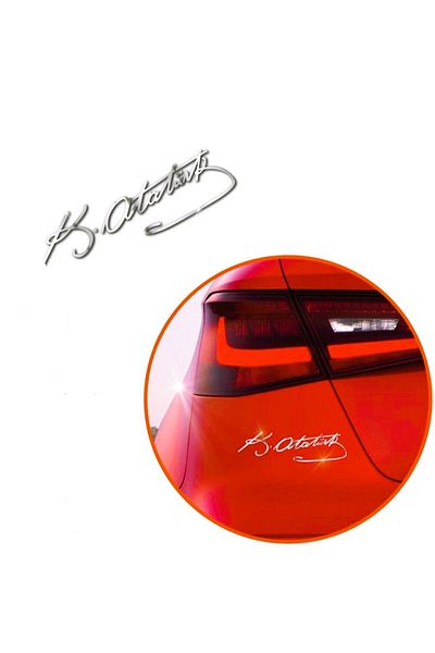 Fox 3D Metal Sticker Atatürk Signature 8X2 cm