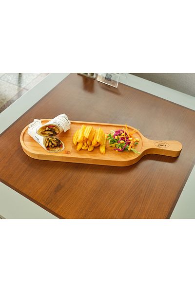Davi Ahşap Wooden Presentation Plate - with Handle and Multi-Purpose