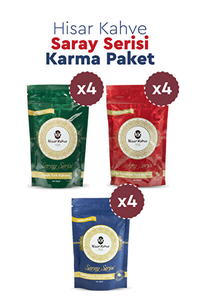 Hisar Kahve Saray Serisi Karma Paket (Damla Sakızlı 100g x4, Klasik 100g x4, ...