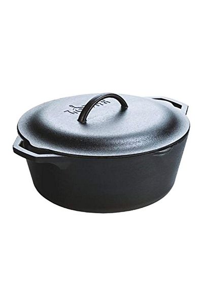 Lodge Cast Iron Side Loop Handles Dutch Oven with Lid 7quarts