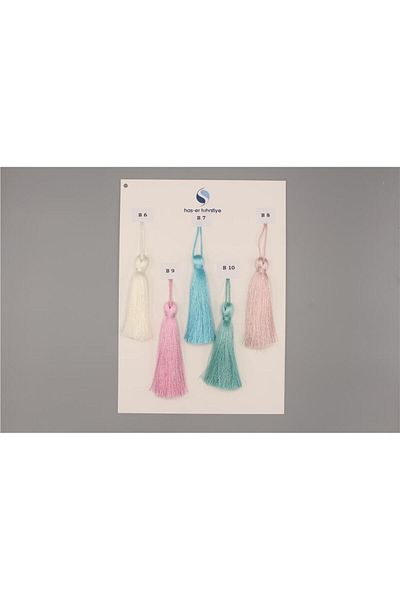 Gül Turquoise Polyester Tassel - 12 cm