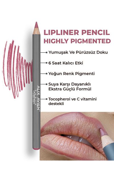 Alix Avien Moisturizing Lip Liner - Lipliner Pencil 12 Deep Pink