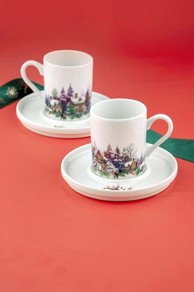 Bursa Porselen Dekor Magical Winter Two Person Porcelain Coffee Cup Set