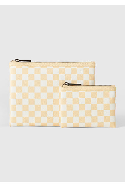 United Colors of Benetton Women's Yellow Half Logo Printed 2-Piece Leather Look Mini Wallet