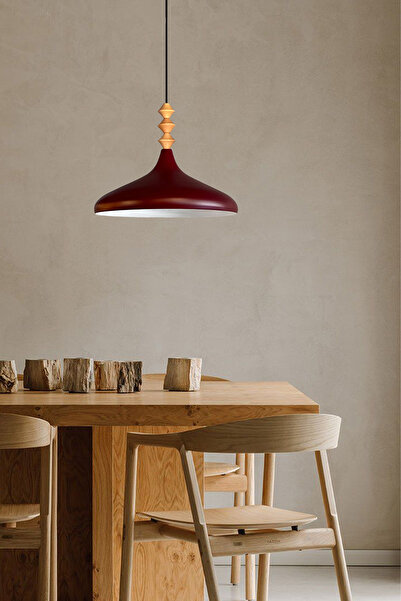 Bamyum Vişne Çürüğü Q Ahşap Tekli Avize Sarkıt Salon Mutfak Cafe Butik Lamba Aydınlatma Avizeler