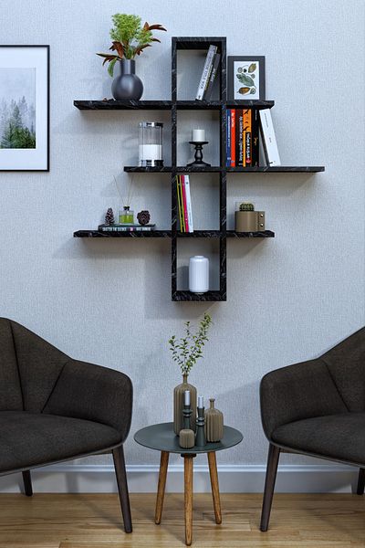 moka park avm 10 Compartments 3 Shelves Wall Mounted Decorative Multi-Purpose Shelf Bookcase