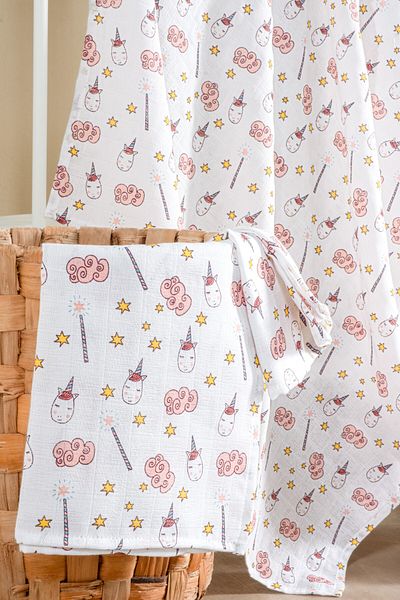 Lunanino 100% Cotton Set of 2 Muslin Baby Blanket Baby Blanket Multi-Purpose Blanket 100X100 Size Soft Texture