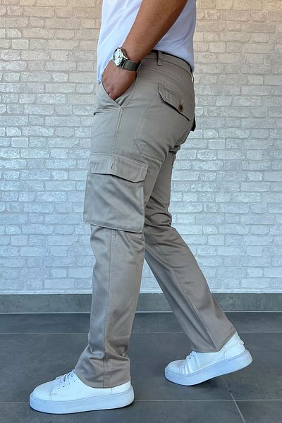 MİSHAR İTALİA Ανδρικό παντελόνι μπεζ Cargo Pocket Pipe Leg