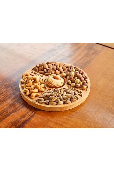 Davi Ahşap Presentation Plate with Wooden Compartments - Stylish and Multi-Purpose