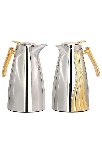 Alsaif Gallery Karma Thermos Set, Silver And Gold, 1 Liter, Two Pieces
