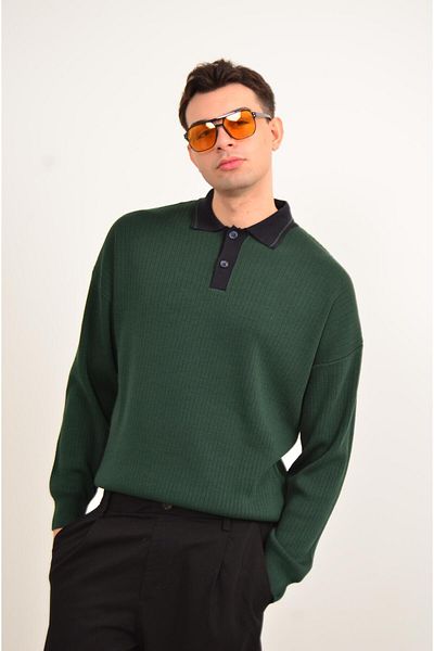 Figo Shirt Collar Two Buttons Sweater
