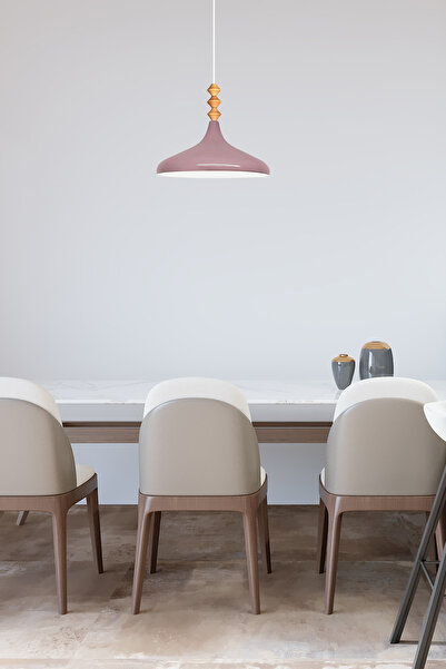 Bamyum Lila Q Ahşap Tekli Avize Sarkıt Salon Mutfak Cafe Butik Lamba Aydınlatma Avizeler