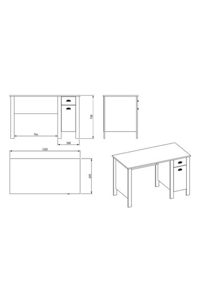 Betroya Optima Çalışma Masası - Antrasit / Ceviz