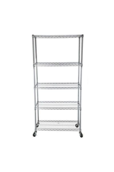 Seville Classics رف تخزين متحرك مستطيل الشكل مكون من 5 طبقات مع عجلات دوارة