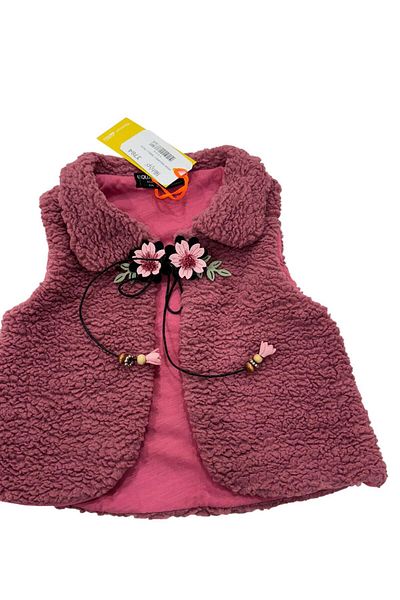 Esterella Female Child Welsoft Double Lacing Vest/Flower Detailed Lining Baby Vest/Plush Female Child Vest
