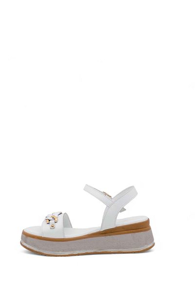 Voyager 9716 Model White Sandale din piele de damă
